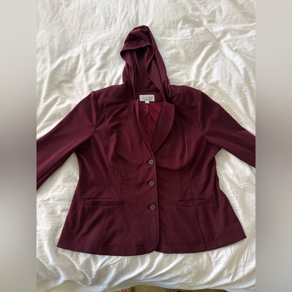 Women's Burgundy Blazer with Hood